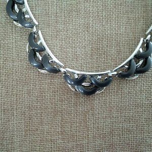 Vintage silver tone & Grey Necklace/Choker